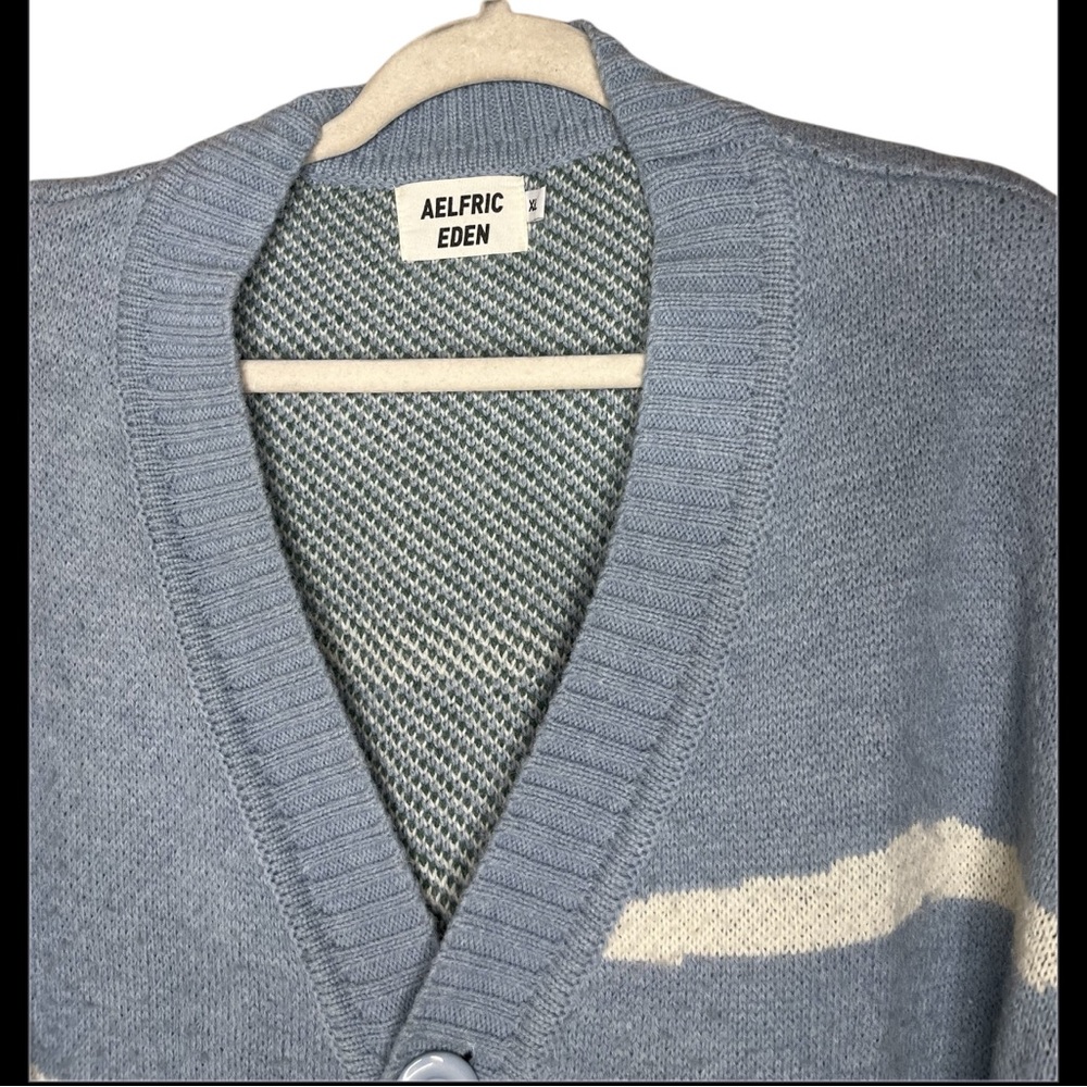 Aelfric Eden Blue and Green Landscape Cardigan - Picture 5 of 6